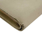 Prada Bifold Wallet Beige L-shaped Zipper Saffiano Leather — view 7