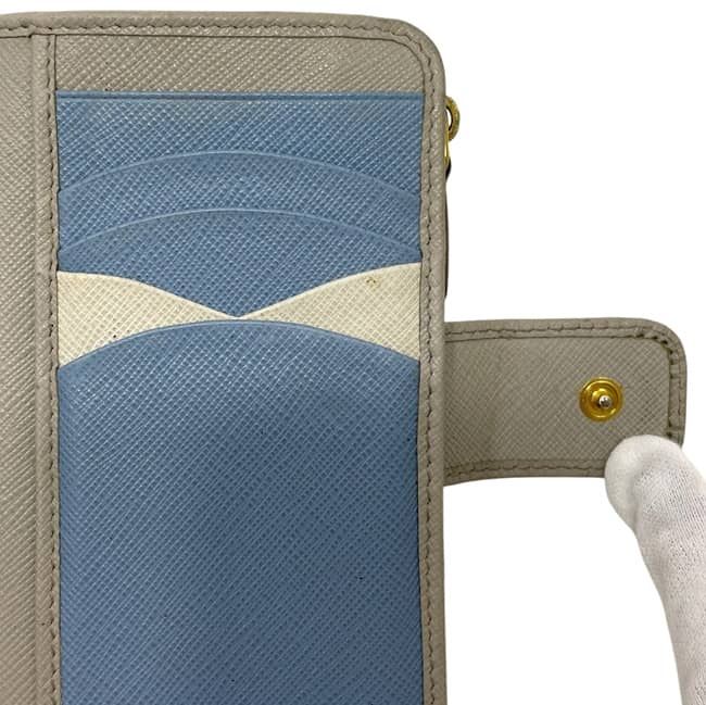 Prada Bifold Wallet Beige L-shaped Zipper Saffiano Leather — view 5