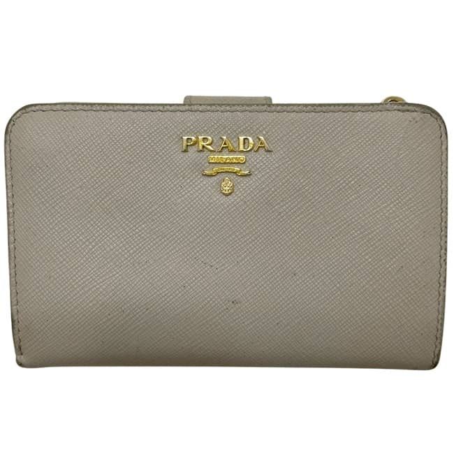 Prada Bifold Wallet Beige L-shaped Zipper Saffiano Leather — view 9