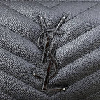 Saint Laurent Zip Around Wallet Black Monogram YSL Gray Leather Paris — view 7