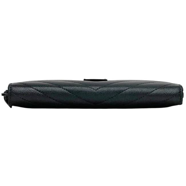 Saint Laurent Zip Around Wallet Black Monogram YSL Gray Leather Paris — view 2