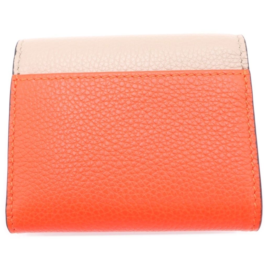 Gucci Double Bicolor Mini Wallet Compact Beige Orange Leather Gold — view 2