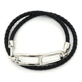 Hermes Leather Bracelet Double Tour Braided Vo Swift Black Silver