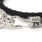 Hermes Leather Bracelet Double Tour Braided Vo Swift Black Silver — view 5