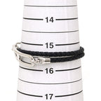 Hermes Leather Bracelet Double Tour Braided Vo Swift Black Silver — view 6