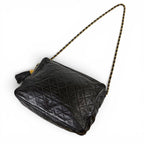 Chanel Quilted Chain Shoulder Bag Tassel Charm Fringe Black Lambskin — view 2