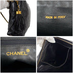 Chanel Quilted Chain Shoulder Bag Tassel Charm Fringe Black Lambskin — view 9