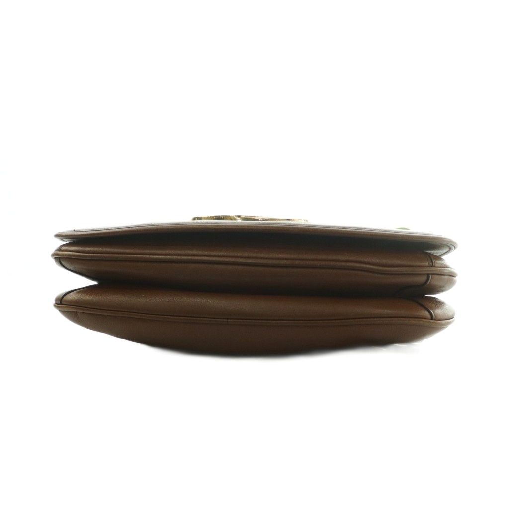 Gucci Blanc Di Interlocking Shoulder Bag Leather Flap Brown — view 4