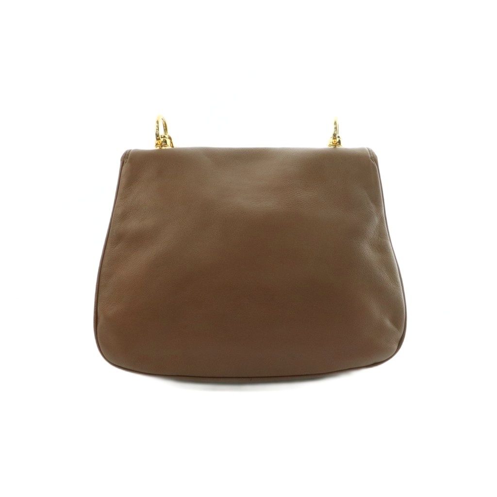 Gucci Blanc Di Interlocking Shoulder Bag Leather Flap Brown — view 2