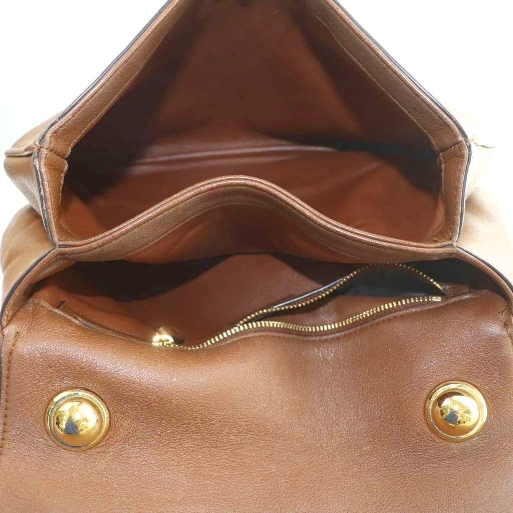 Gucci Blanc Di Interlocking Shoulder Bag Leather Flap Brown — view 5