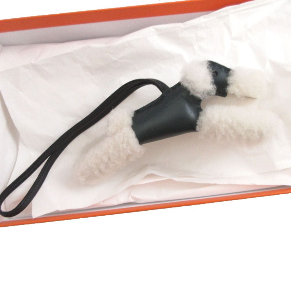 Hermes Buddy Any Milo Shearling Vert Chypre Bag Charm Key Holder — view 4