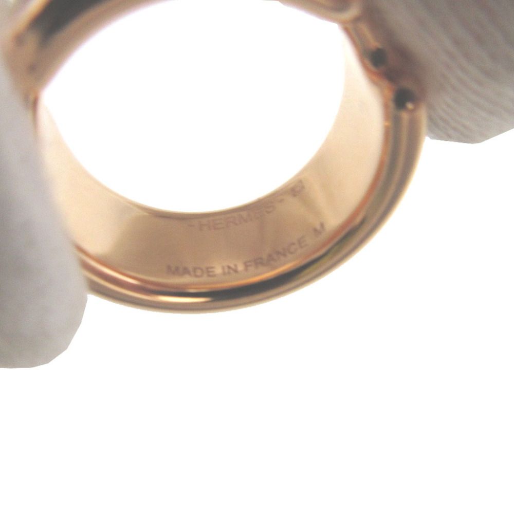 Hermes Olympe M Epsom Metal Noir Pink Gold Ring — view 3