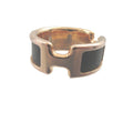 Hermes Olympe M Epsom Metal Noir Pink Gold Ring