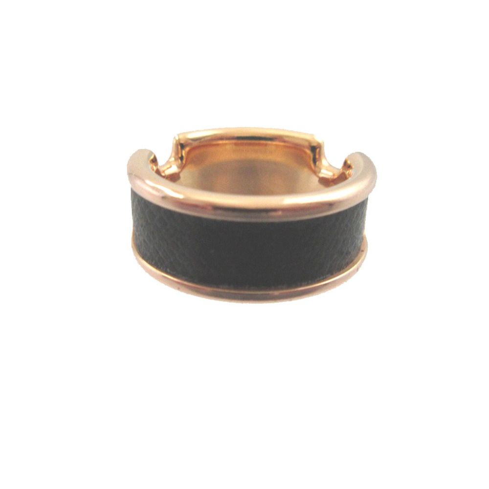 Hermes Olympe M Epsom Metal Noir Pink Gold Ring — view 2