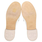 Chanel CC Logo Camellia 37c Leather Silver Loafers — view 5