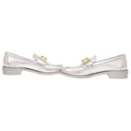 Chanel CC Logo Camellia 37c Leather Silver Loafers — view 7