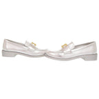 Chanel CC Logo Camellia 37c Leather Silver Loafers — view 6