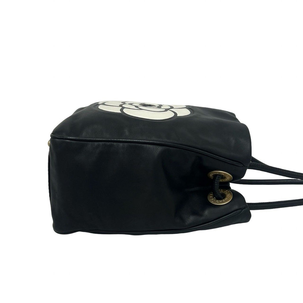 Chanel Camellia Leather Shoulder Bag Tote Black — view 6
