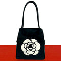 Chanel Camellia Leather Shoulder Bag Tote Black