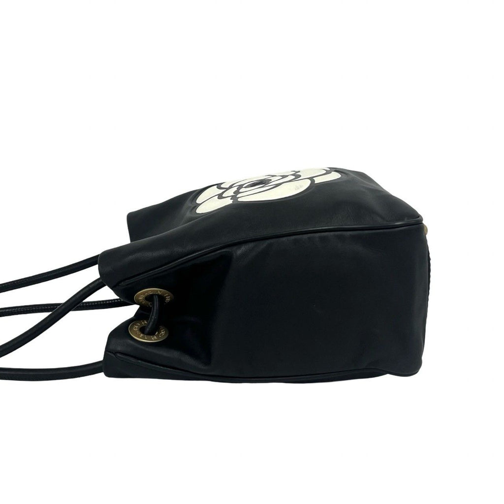 Chanel Camellia Leather Shoulder Bag Tote Black — view 5