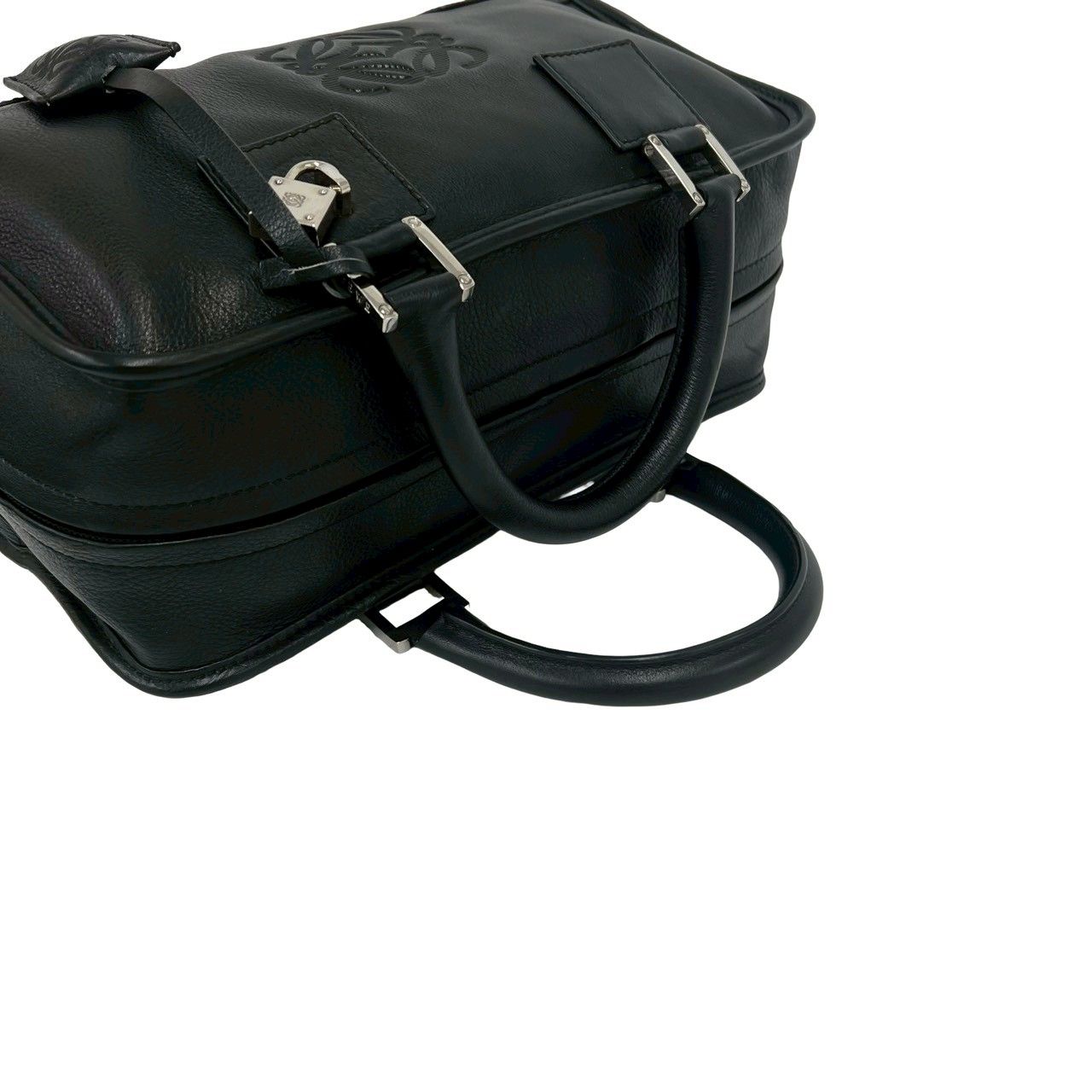 Loewe Vintage Amazona 28 Anagram Logo Leather Mini Boston Bag Black — view 4