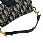 Dior Saddle Bag Trotter Pattern Canvas Leather 2-Way Navy — view 4