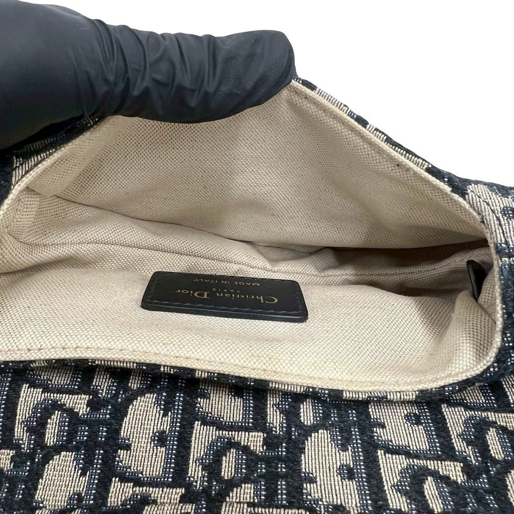 Dior Saddle Bag Trotter Pattern Canvas Leather 2-Way Navy — view 9