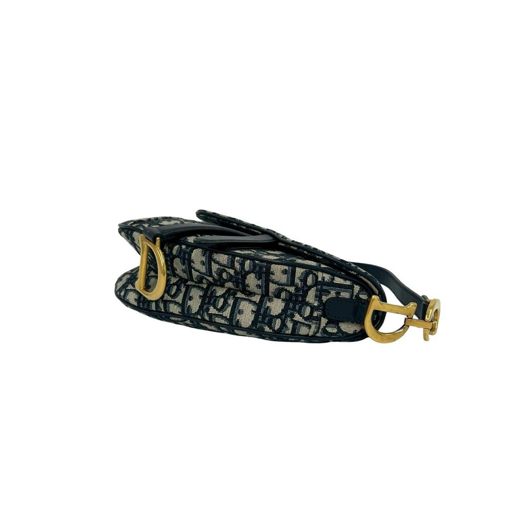 Dior Saddle Bag Trotter Pattern Canvas Leather 2-Way Navy — view 8