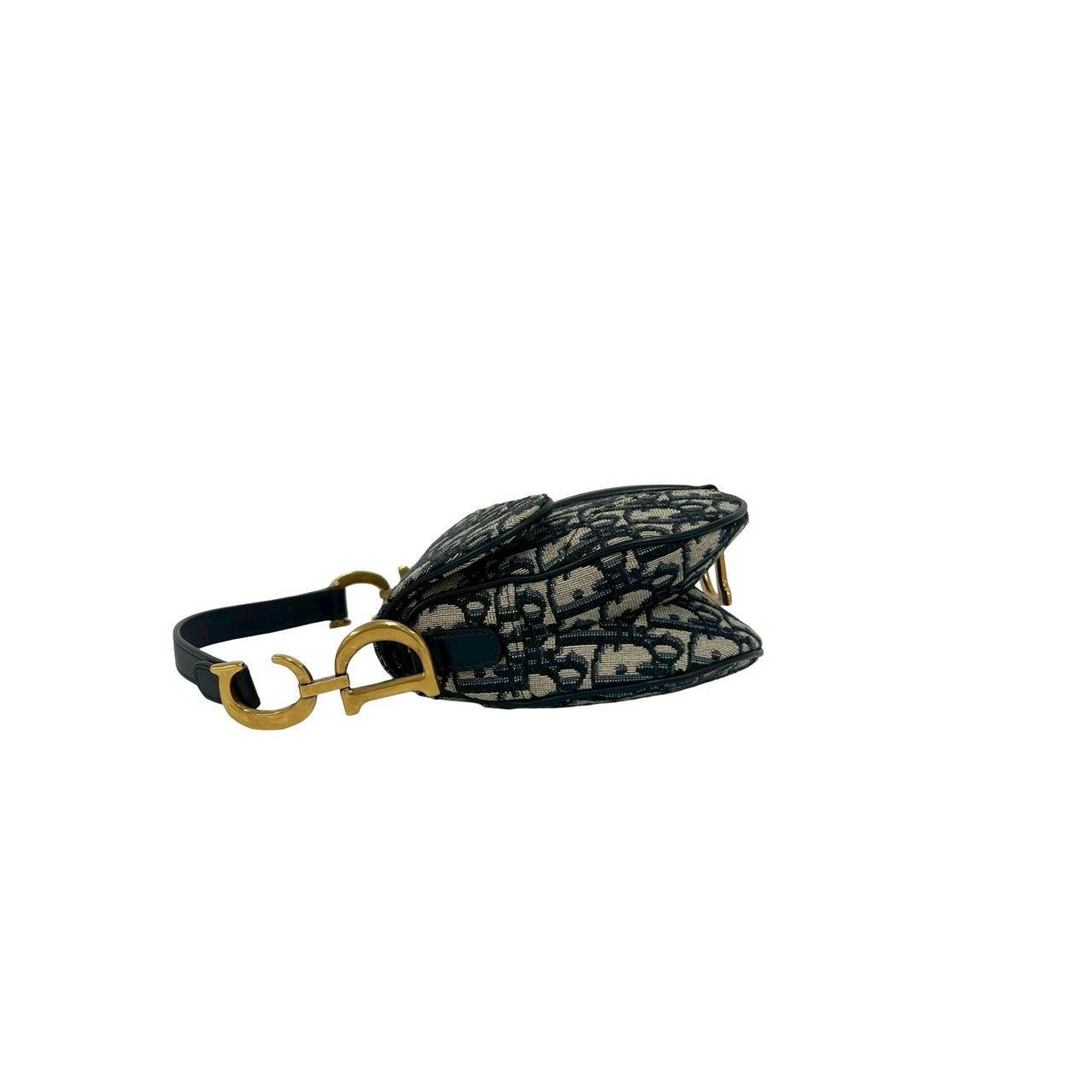 Dior Saddle Bag Trotter Pattern Canvas Leather 2-Way Navy — view 5
