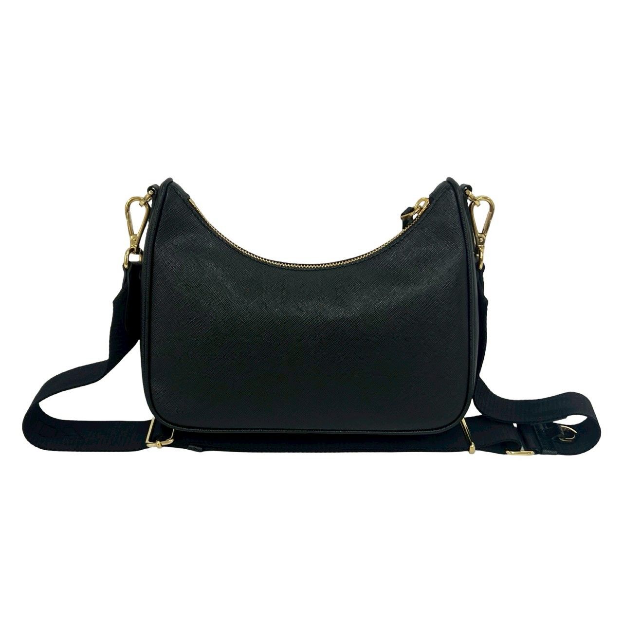 Prada Re Edition Triangle Logo Saffiano Leather Shoulder Bag Semi Black — view 3