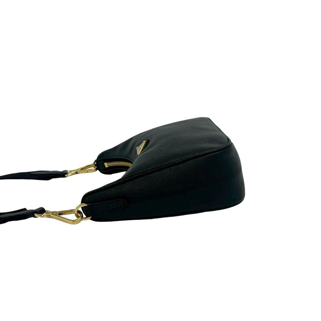 Prada Re Edition Triangle Logo Saffiano Leather Shoulder Bag Semi Black — view 5