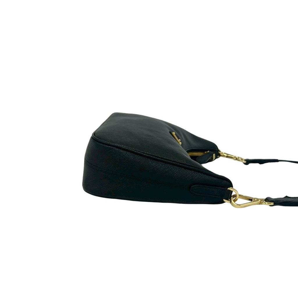 Prada Re Edition Triangle Logo Saffiano Leather Shoulder Bag Semi Black — view 6