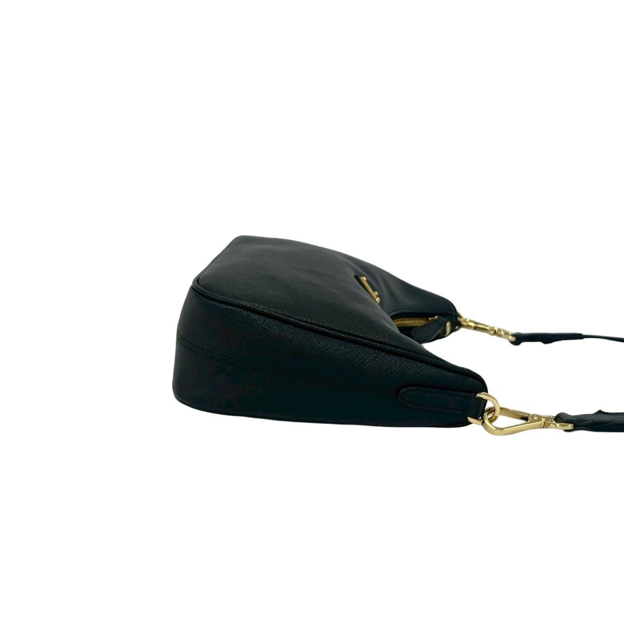 Prada Re Edition Triangle Logo Saffiano Leather Shoulder Bag Semi Black — view 6