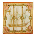 Hermes Carre 90 Tribord Scarf Beige White Silk