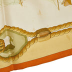 Hermes Carre 90 Tribord Scarf Beige White Silk — view 4