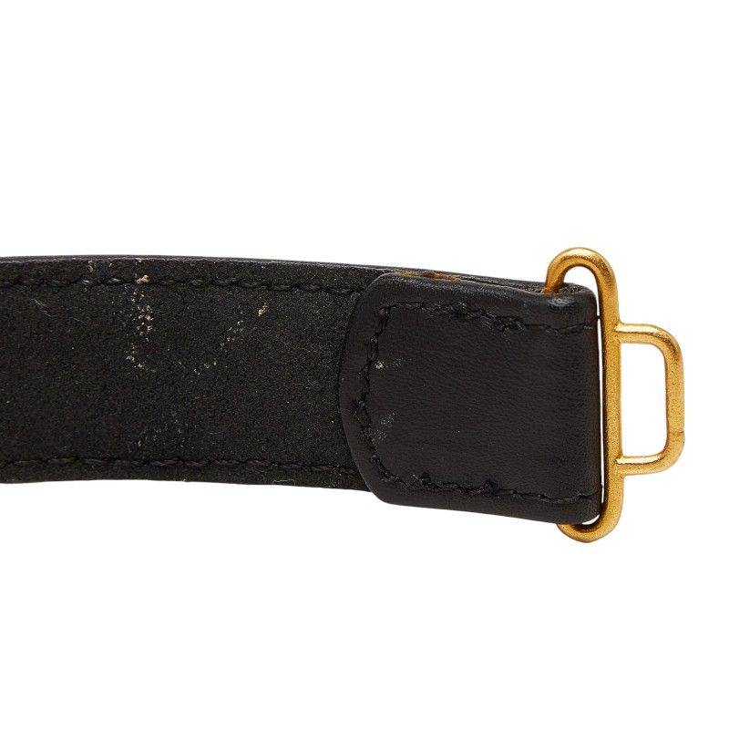 Chanel CC Logo Quilted Belt 70 28 Black Gold Leather — view 7