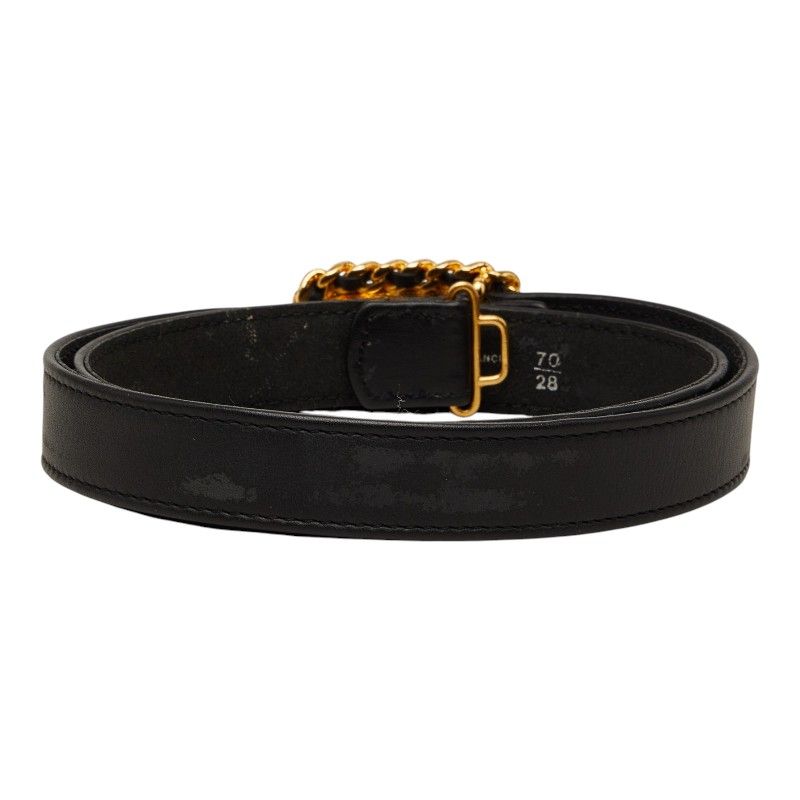 Chanel CC Logo Quilted Belt 70 28 Black Gold Leather — view 3