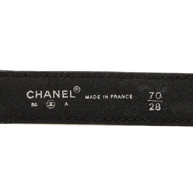 Chanel CC Logo Quilted Belt 70 28 Black Gold Leather — view 6