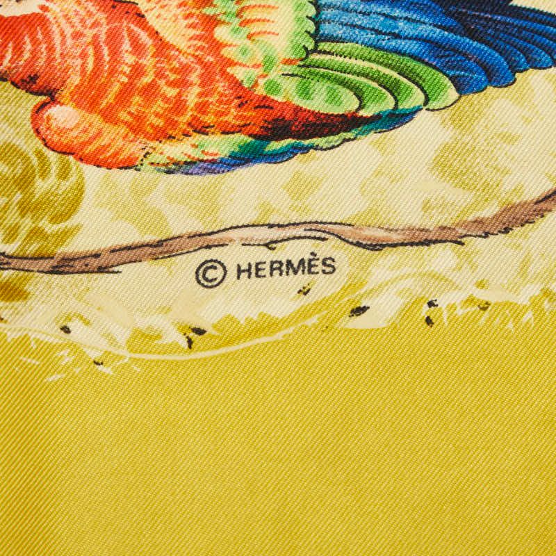 Hermes Carre 90 Wash Red Equateur Scarf Beige Silk — view 4