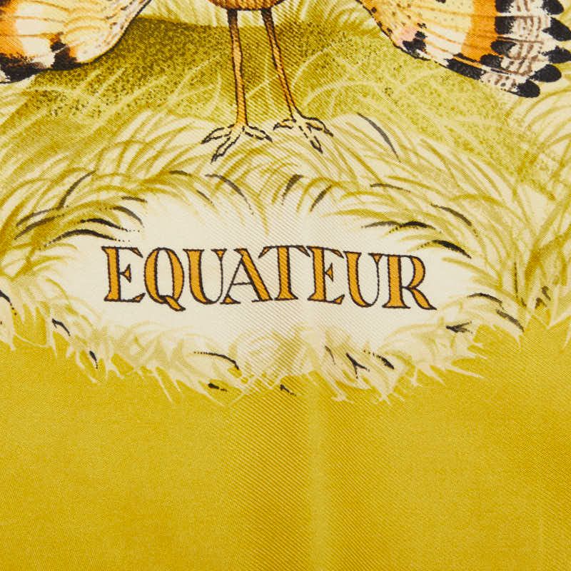 Hermes Carre 90 Wash Red Equateur Scarf Beige Silk — view 2