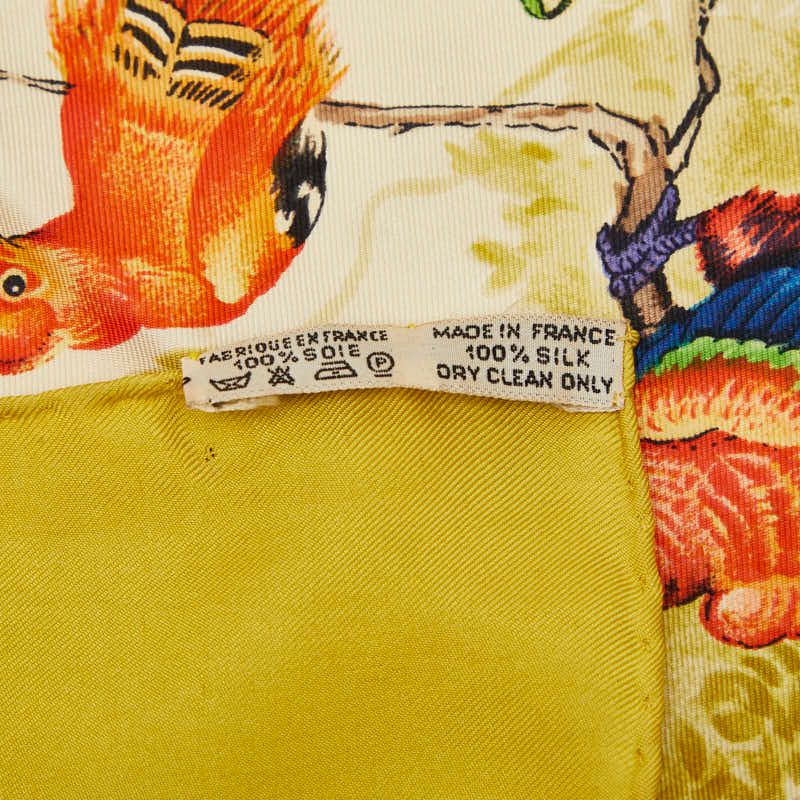 Hermes Carre 90 Wash Red Equateur Scarf Beige Silk — view 6