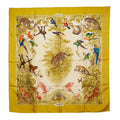 Hermes Carre 90 Wash Red Equateur Scarf Beige Silk
