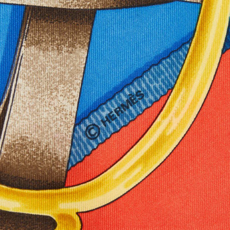 Hermes Carre 90 Crano Manage Scarf Red Blue Silk — view 3