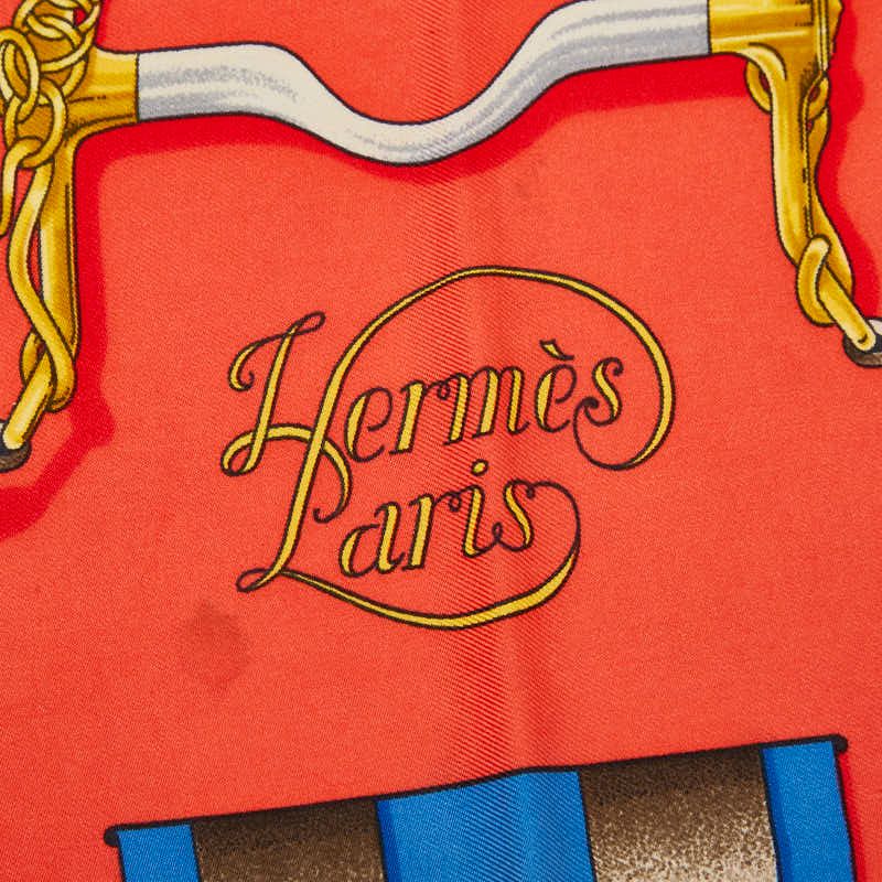 Hermes Carre 90 Crano Manage Scarf Red Blue Silk — view 2