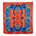 Hermes Carre 90 Crano Manage Scarf Red Blue Silk