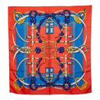 Hermes Carre 90 Crano Manage Scarf Red Blue Silk