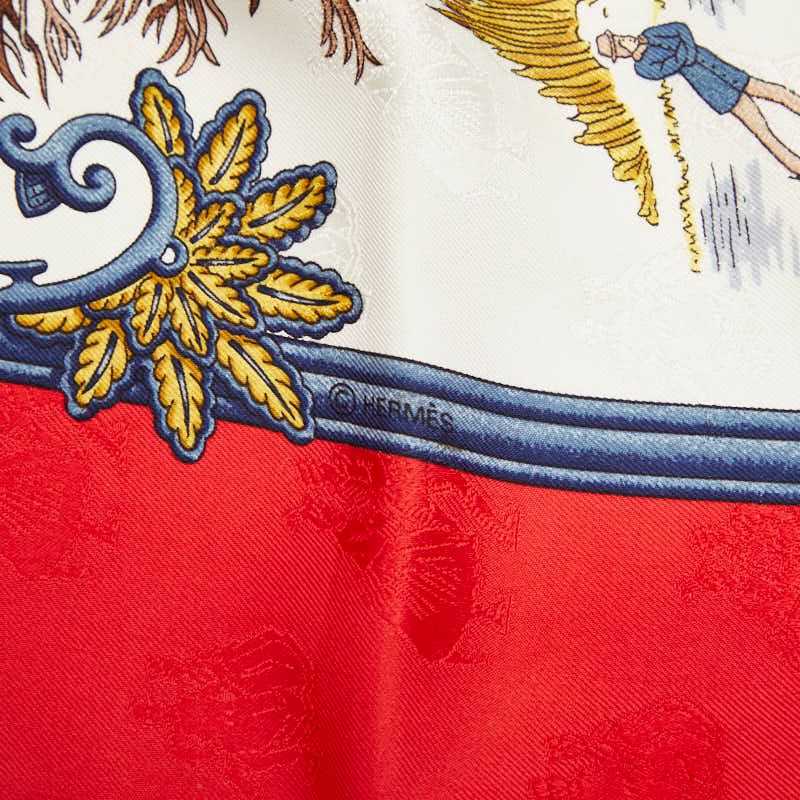 Hermes Carre 90 Joies D' Hiver Winter Enjoyment Scarf Large Red Silk — view 4