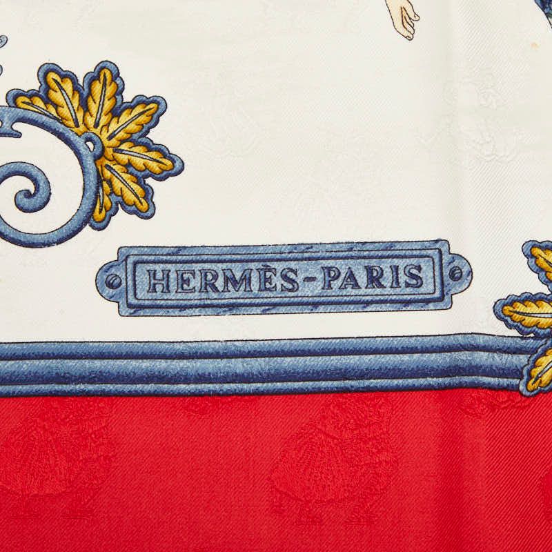 Hermes Carre 90 Joies D' Hiver Winter Enjoyment Scarf Large Red Silk — view 5
