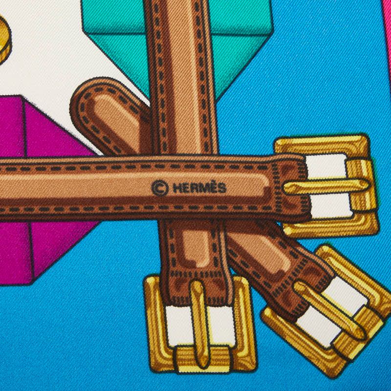 Hermes Carre 90 les Sangle Scarf Large Multicolor Silk — view 6