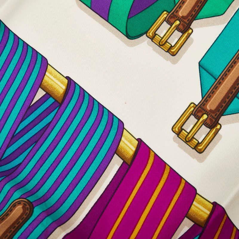 Hermes Carre 90 les Sangle Scarf Large Multicolor Silk — view 2